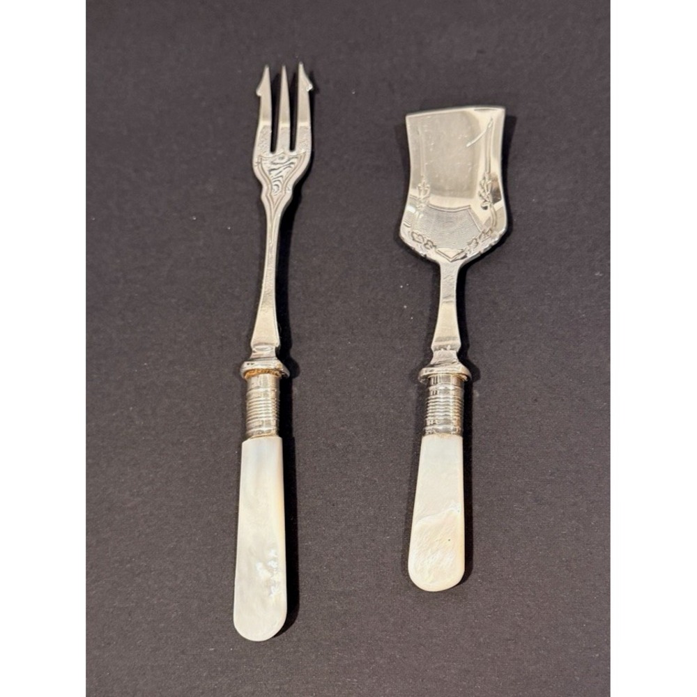 Antique Sheffield Mother of Pearl Handle Serving Set JB S John Blyde EPNS A1